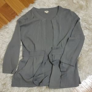 J.Crew grey peplum tie front cardigan